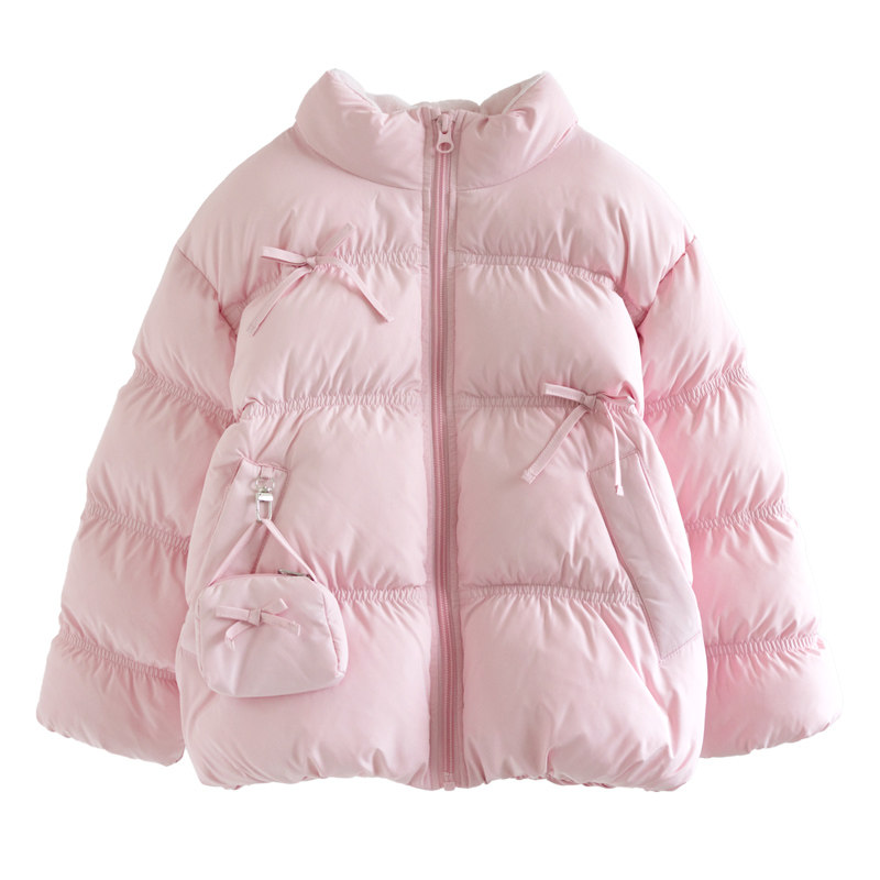 ILOVEJ女童短款蝴蝶结棉服