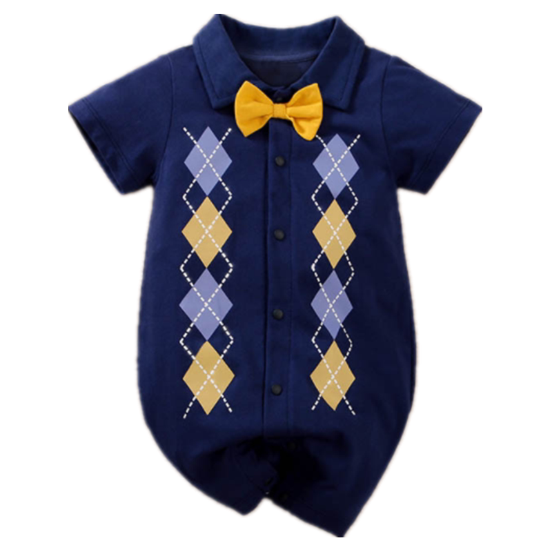 2026年全棉宝宝衣服夏季新生婴儿连体衣短袖英伦哈衣baby爬服外穿