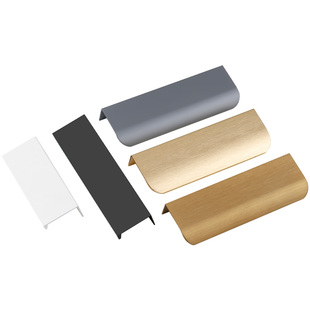 衣柜隐形通顶长拉手现代简约高档黑色金色柜门抽屉橱柜封边门把手