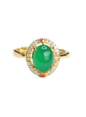 天然玛瑙戒指帝王绿玉髓指圈水晶蛋面新中式民族风手饰品女士礼物