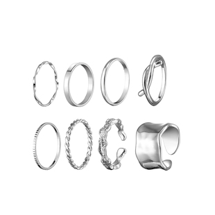 8件套素圈戒指女小众设计高级感指环食指时尚个性冷淡风轻奢装饰