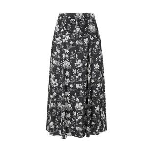 商场同款 摩萨克夏莱赛尔印花褶裥半身长裙女