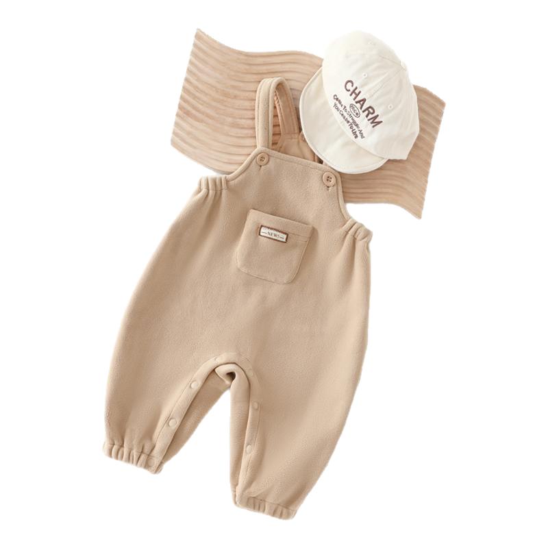 婴儿背带裤加绒冬季保暖大pp裤可爱韩版加厚连体男女宝宝屁屁裤子