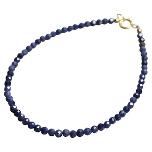 Ciel原创手工天然蓝宝石手链2mm极细手串项链脚链切面九月生辰石