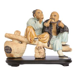 尽在不言中 恩爱老夫妻公婆石湾公仔粗泥陶瓷工艺品新款结婚礼物