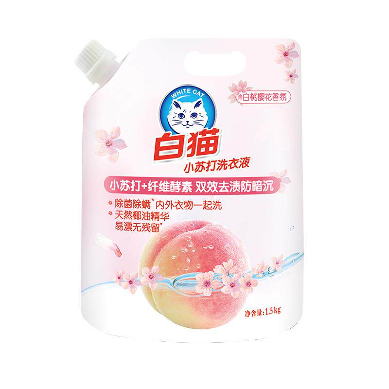 白猫1.5kg*3袋洗衣液白桃樱花香