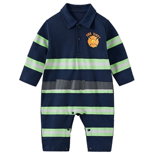 婴儿连体衣春装搞怪长袖男女宝宝哈衣满月百天个性职业拍照衣服