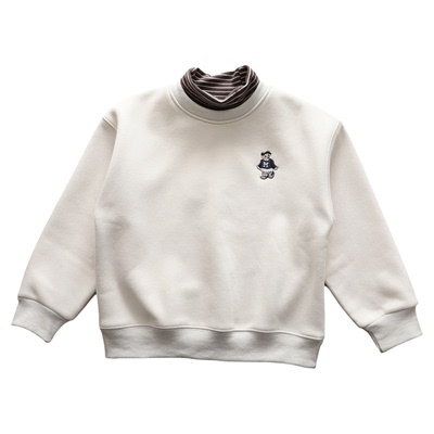 女童假两件一体绒卫衣中大儿童韩版洋气半高领保暖打底休闲上衣冬