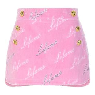 lefame拉飞姆冬季粉色烫钻微A型修身短半裙