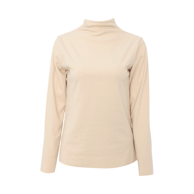 DPLAY【惠品】2025年冬季米白色上衣女修身显瘦保暖磨毛长袖上装