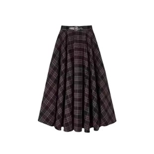 美拉德巨好看的早秋裙子毛呢格子半身长裙冬大码梨型身材伯克利裙