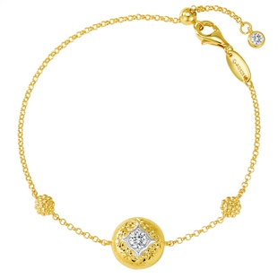 意大利錾刻拉丝星芒镶钻手链吊坠项链女925银金复古金豆黄金平替