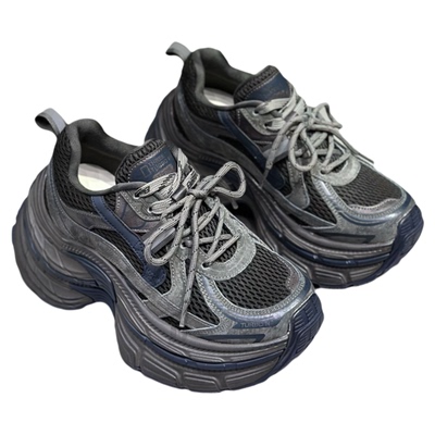 IDO拼皮做旧轻便增高老爹鞋女春