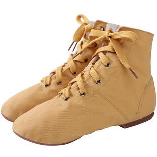 爵士舞蹈鞋儿童女童成人高帮形体男士现代舞拉丁舞专用练功靴黑色