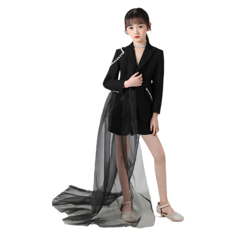 女童西装套装模特走秀演出服