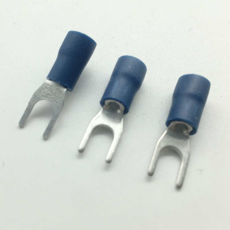 U型预绝缘端子SV2-4 国标紫铜 叉形冷压接线端子 线耳加厚