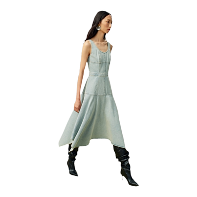 【刘亦菲同款】JASON WU 秋季新款牛仔不规则下摆裙子长裙连衣裙