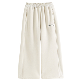 女童裤子加绒加厚休闲裤2025冬季新款儿童宽松直筒百搭卫裤长裤潮