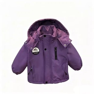 男童加绒外套秋冬装2025新款宝宝棉袄加厚冲锋衣儿童冬季男孩棉服