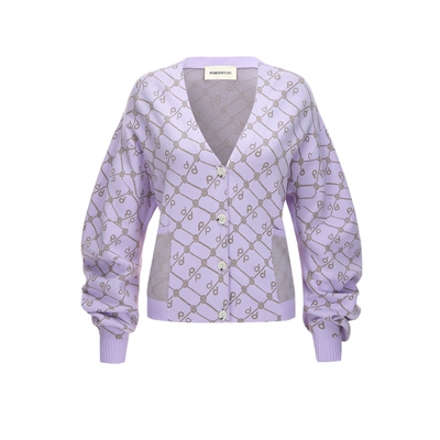 PORTSPURE女装格子V领针织衫