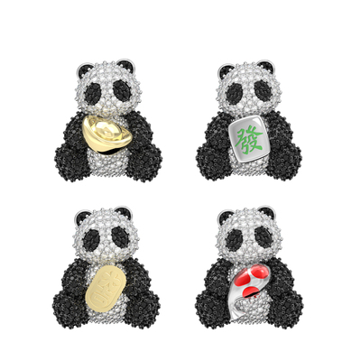 BENSHENG招财熊猫耳钉女
