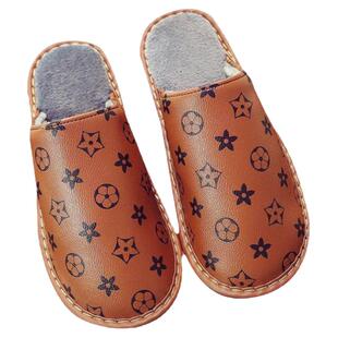 海宁皮拖鞋冬季居家居男女真皮地板拖鞋牛筋底室内情侣保暖棉拖鞋