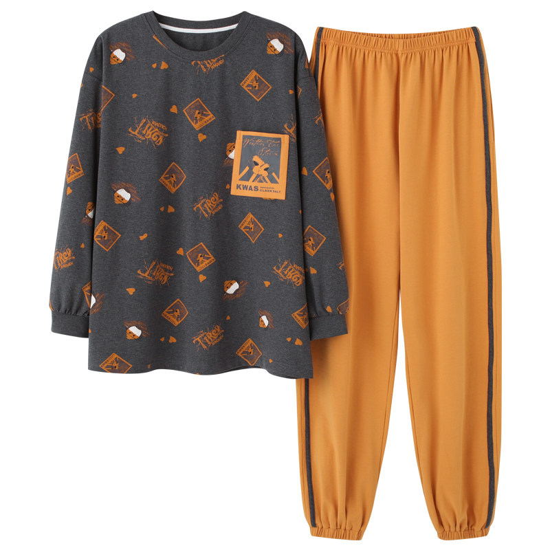 睡衣男士韩版长袖裤春秋季休闲宽松套装夏秋冬天青中年大码家居服