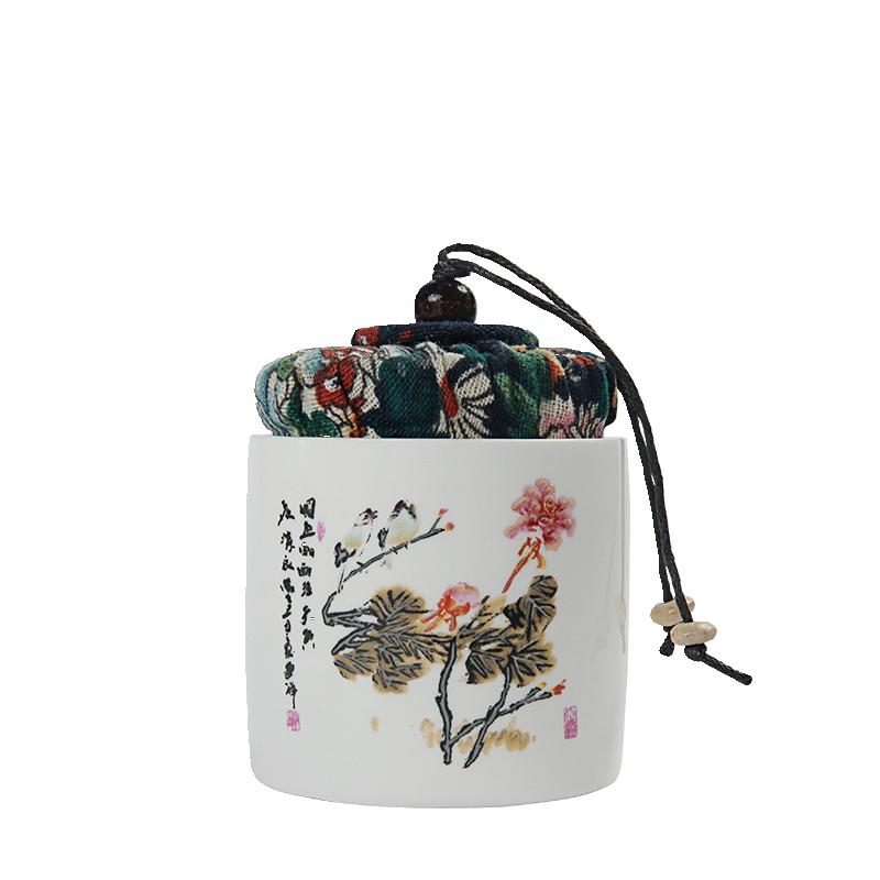 陶瓷迷你布盖茶叶罐小号半两装普洱红茶龙井绿茶空包装盒子定制