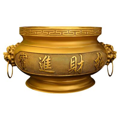 纯黄铜三足狮头香炉摆件家居客厅