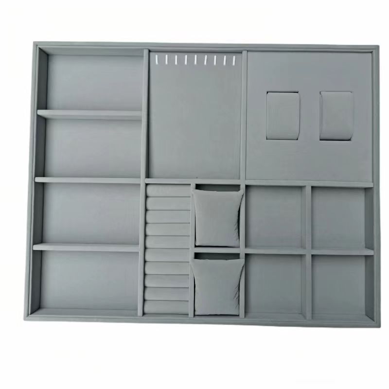 定制衣帽间绒布首饰收纳盒化妆桌托盘项链戒指抽屉内分隔饰品实木