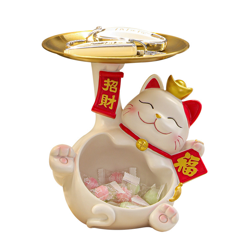 招财猫钥匙收纳玄关装饰品摆件入户门口鞋柜客厅家居乔迁新居礼品