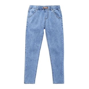 牛仔裤女高腰修身显瘦铅笔裤加绒水洗休闲潮流弹力韩版百搭松紧裤