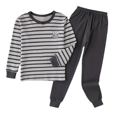 纯棉春秋季青秒年睡衣套装男大童