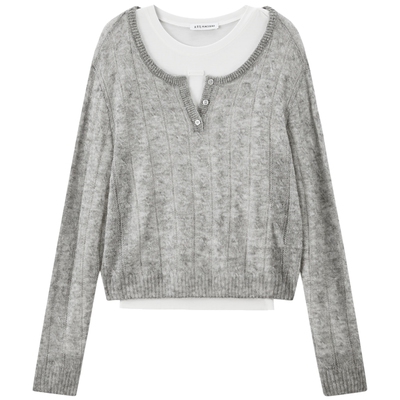 【商场同款】太平鸟马海毛混纺撞色两件套多穿针织衫女A3EEF4613