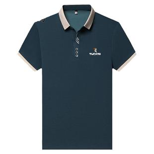 啄木鸟短袖t恤男士夏季休闲商务翻领polo衫中青年刺绣半袖体恤男