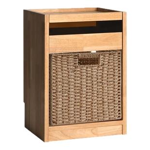 实木床头柜缝隙柜原木抽屉柜日式床边柜窄边柜小巧床头柜倚山造木