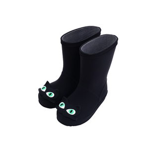 MINIDD儿童雨靴可爱立体猫咪女童靴子中筒防滑防水轻便男童雨鞋