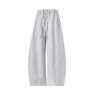 lemanism美式潮流纯色休闲卫裤男2025春秋季新款情侣款直筒裤子