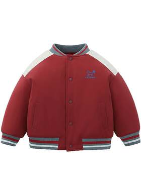 齐齐熊宝宝新年红棒球服外套冬款