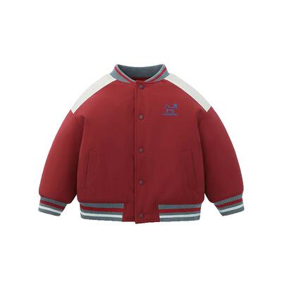 齐齐熊宝宝新年红棒球服外套冬款
