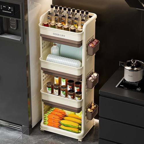 小推车置物架免安装零食收纳客厅家用收纳柜储物柜子箱抽屉式玩具