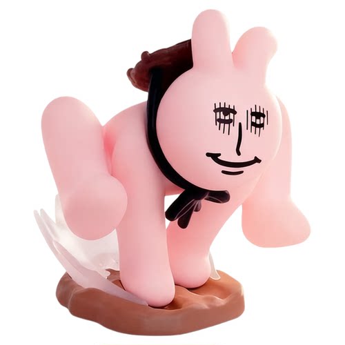 正版plzdot粉红兔子二代抽象盲盒周边手办玩偶生日礼物桌面摆件