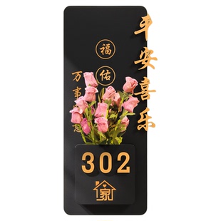 入户门装饰门牌号码牌家用乔迁新居轻奢创意一门一景高颜值数字号定制酒店高级感迎宾感应灯免打孔房门贴订制