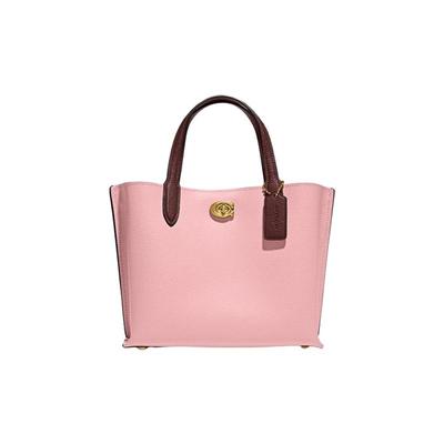 【自营】COACH/蔻驰女士专柜款中号手提单肩斜挎托特包粉色C8561