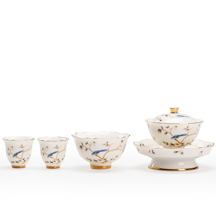 羊脂玉德化白瓷陶瓷功夫茶具盖碗套装主人杯家用轻奢高档泡茶杯