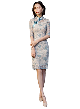 少女风显瘦时尚中长款改良旗袍