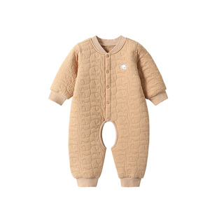 婴儿开裆连体衣服冬季宝宝保暖衣秋冬纯棉夹棉加厚爬服婴幼儿睡衣