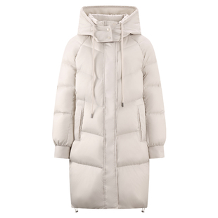 【杜邦三防】库恩玛维连帽羽绒服女2025冬新款中长款95白鸭绒外套