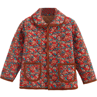 冬季翻领棉衣加绒加厚女士中老年