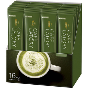 日本AGF blendy cafe latory浓厚抹茶拿铁速溶咖啡提神16条/盒2盒